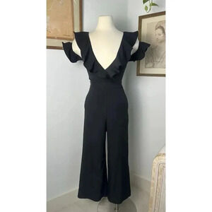 Jumpsuit With Ruffle Sleeves And Pockets Dressy Romper Sexy Outfit Cocktail Wear